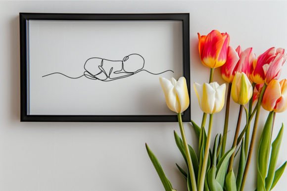 Download One Line Art Newborn Baby Illustration - Premium Resources