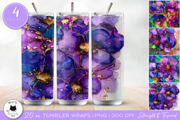 Download Glittery Violet Flower Tumbler Designs - Tumbler designs Collection