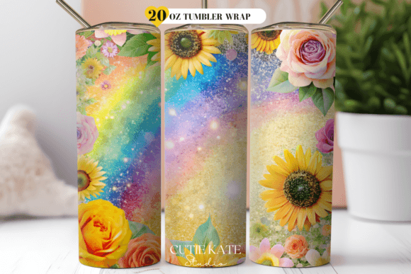 Download Rainbow Sunflowers Tumbler Designs - Tumbler designs Collection