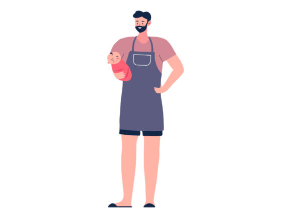 Download House Husband with Baby Illustration - Premium Bundle