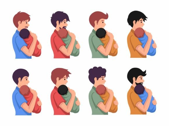 Download Father Holding Baby Illustration - Premium Resources