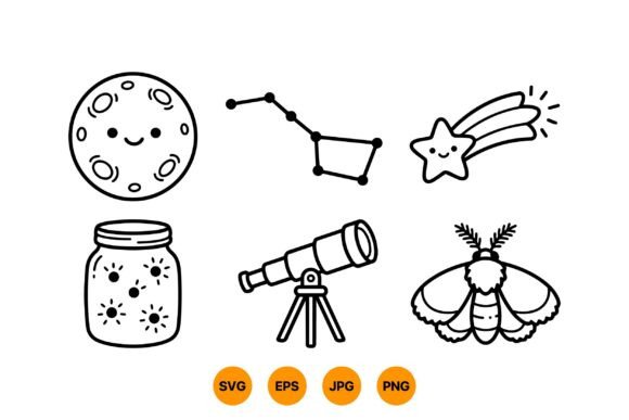 Download Cute Night Sky Clipart SVG - Night sky clipart Collection