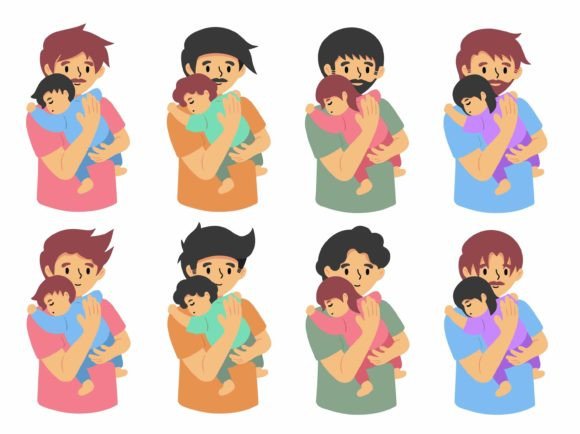 Download Father Holding Baby Illustration - Premium Resources