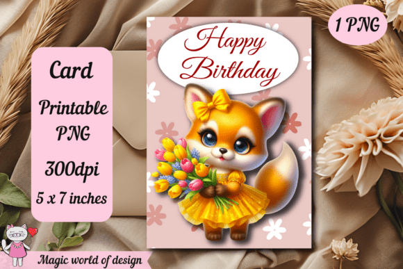 Download Birthday Printable Fox Card Png, - Printable fox Collection