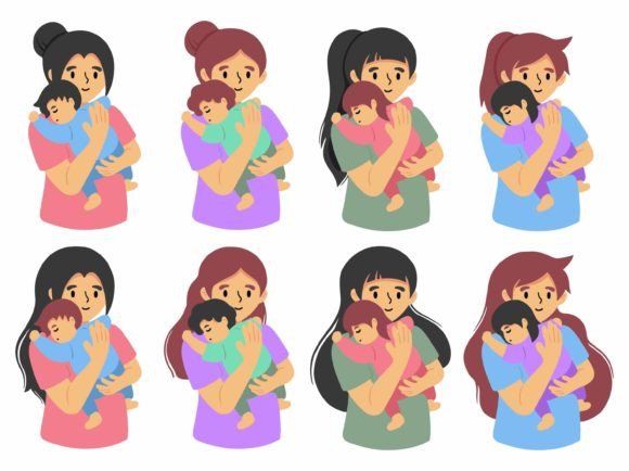 Download Mother Holding Baby Illustration - Premium Resources