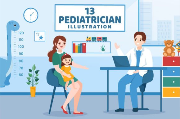 Download 13 Pediatrician and Baby Illustration - Premium Bundle