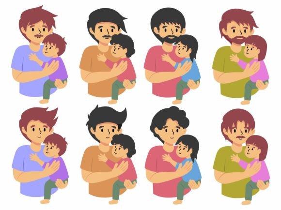 Download Dad Holding Baby Illustration - Premium Resources